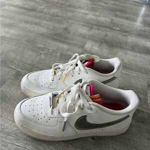 Nike limited edition White and Gold Women's Air Force 1’s